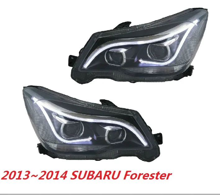 2 шт. автомобильный головной свет для Forester фары 2013~ год Forester фара Bi-Xenon луч Противотуманные фары angel eyes авто - Цвет: HID xenon headlight