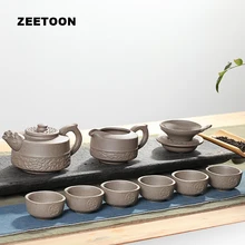 9 шт. множество Zen японский Стиль грубая керамика Винтаж креативный ДРАКОН кунг-фу Чай комплект Керамика Чай горшок Чай чашки ярмарка чашки Чай фильтр