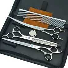 7 0 Professional Dog Grooming Scissors Set Pet Cutting Thinning Curved Shears Animals Hair Tool LZS0377