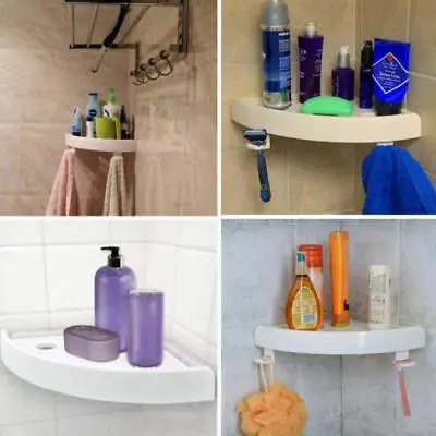 Bathroom Snap Up Corner Shelf Rack Triangle Grip Storage Wall Mount Holder Household Supplies
