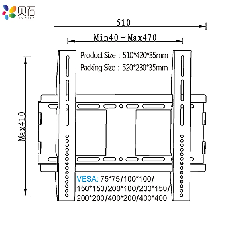 Universal 40KG TV Wall Mount Bracket Fixed Flat Panel TV Frame for 26-55 Inch LCD LED Monitor Flat Panel TV Stand Holder Universal 40KG TV Wall Mount Bracket Fixed Flat Panel TV Frame for 26-55 Inch LCD LED Monitor Flat Panel TV Stand Holder
