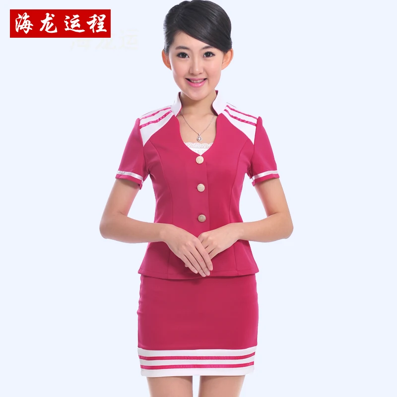Stewardess Uniforms Work Wear Professional Set Spa Skirt Front