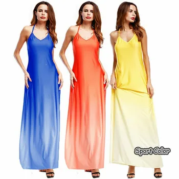 

S-XXL New Hot Sexy Beach Dress Women Tunic Swimsuit Bikinis Smock Cover Up Blouse Pareo Backless Gradient Dress Smock Sarongs