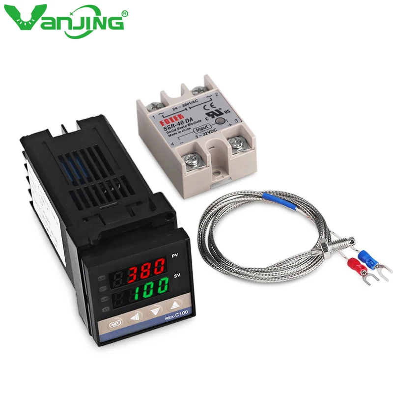 

0-400C Alarm REX-C100 Digital Intelligent thermostat LED PID Temperature Controller+ Max.40A SSR Relay+K Thermocouple