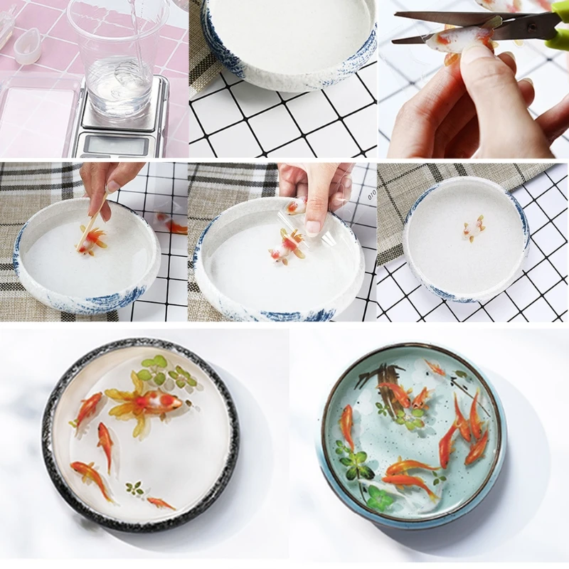 

10Pc 3D Real Goldfish Clear Film Sticker For Resin DIY Painting Jewelry Making