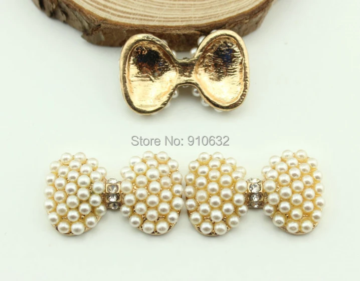 50pcs Ivory Pearl Bow Buttons For Scrapbooking Craft Hair Clip ...
