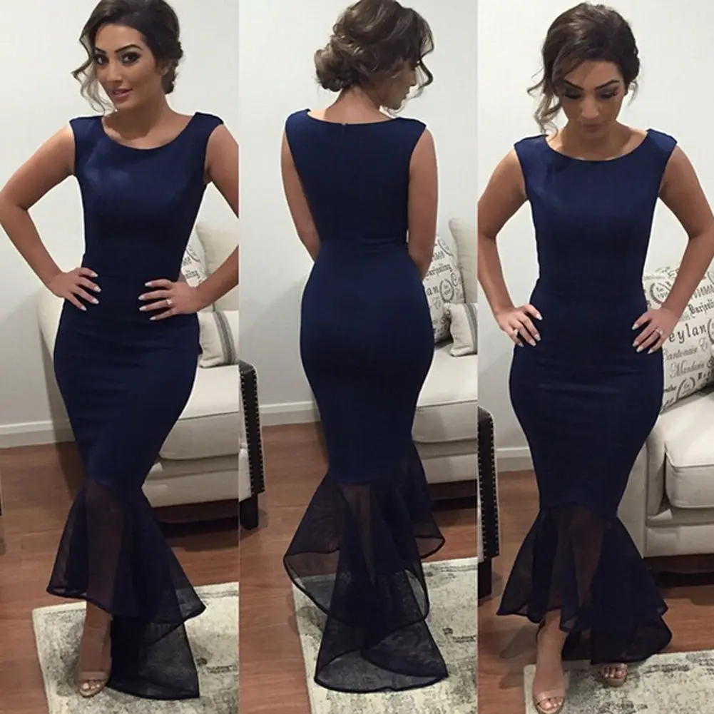 

Fashion Casual Women Ladies Dresses Summer Sleeveless Formal Wedding Long Evening Party Ball Prom Gown Dress Black