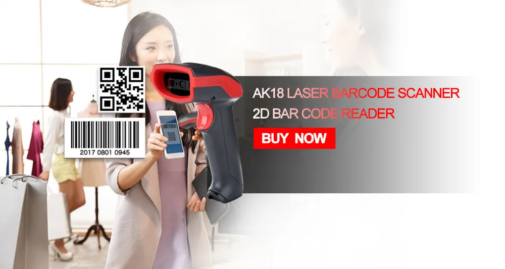 Scanner de Código de Barras com Fio Scanner de Código de Barras a Laser Transporte da Gota Ak18 para Pos Automático Portátil Handheld qr Code Reader 2d Usb 2 fio usb scanner de código de barras
