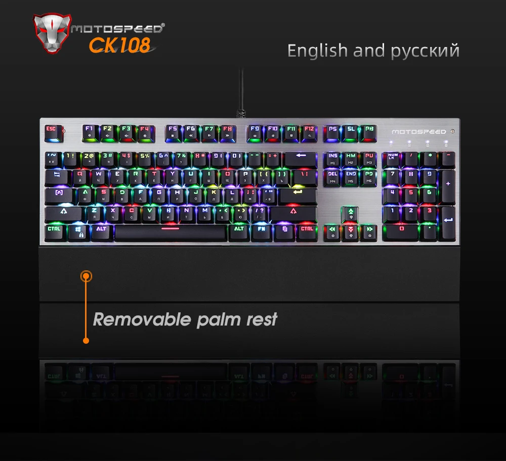 Motospeed CK108 игровая механическая клавиатура с подсветкой RGB светодиодный черный/синий переключатель Проводная клавиатура для компьютера PC gamer