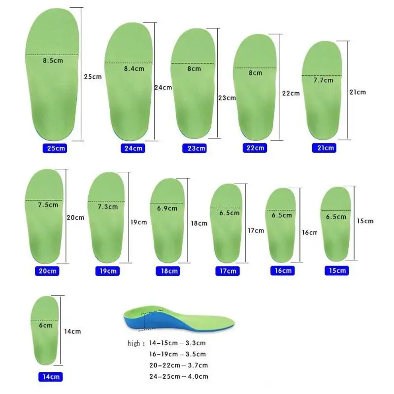 14-25 см, Детские стельки для коррекции плоской стопы, ортопедические стельки для поддержки свода стопы, ортопедические принадлежности, стельки для корректора Pes Planus, уход за ногами