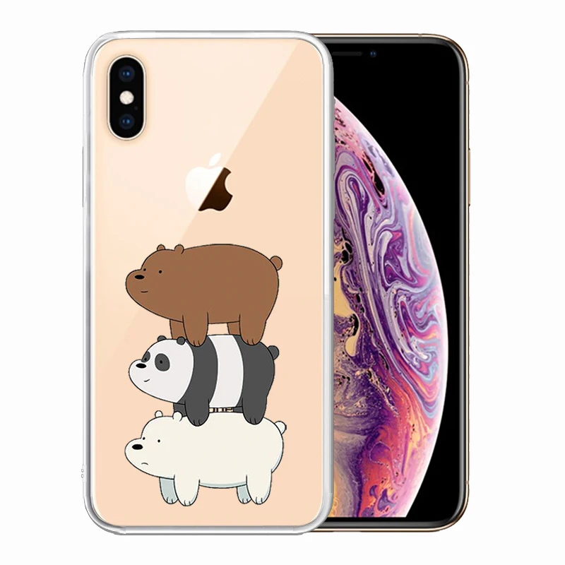 Soft Silicone Clear TPU Case for iPhone 11 Pro Max XS XR X 8 Plus 7 6S 5S 5 SE Durable We Bears Cover |