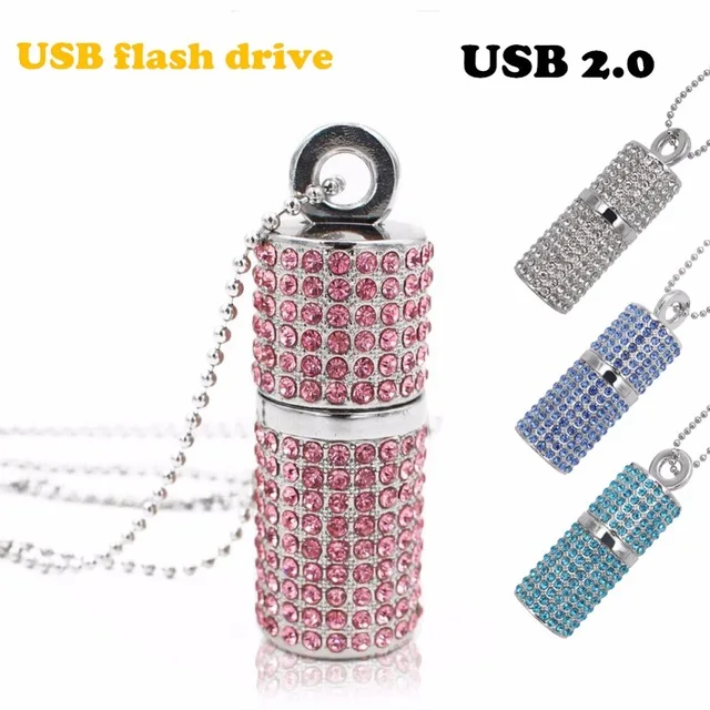 Usb флеш накопитель 4G 8G 16G Флешка 32G U disco USB 2 0 unidad irlandesa diamante de cristal memoria collar palo|USB