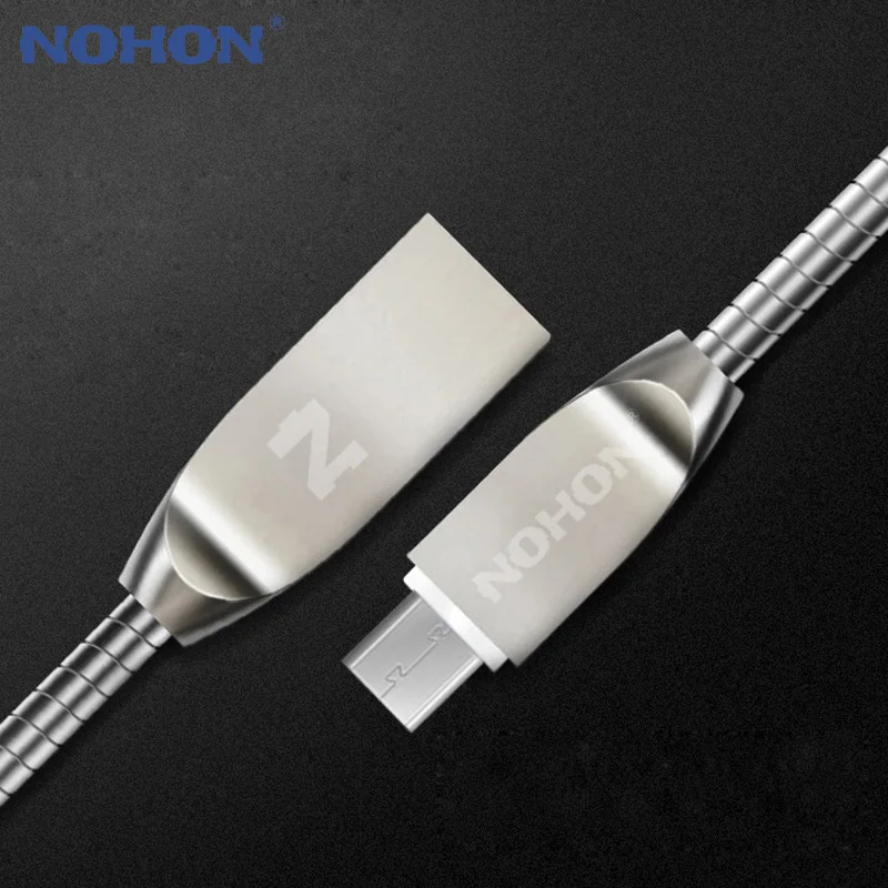 NOHON Micro USB Cable Zinc Metal Charger Cable For Samsung Xiaomi Huawei HTC Android Mobile Phone Fast Charging Data Sync Cables NOHON Micro USB Cable Zinc Metal Charger Cable For Samsung Xiaomi Huawei HTC Android Mobile Phone Fast Charging Data Sync Cables