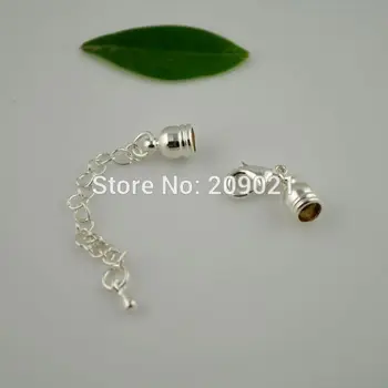 

50Sets/Lot New Arrival Jewelry Finding!Silver Plated Lobster Clasp and Hooks Connector for Leather(Length 7.5cm,Hole 0.4cm)