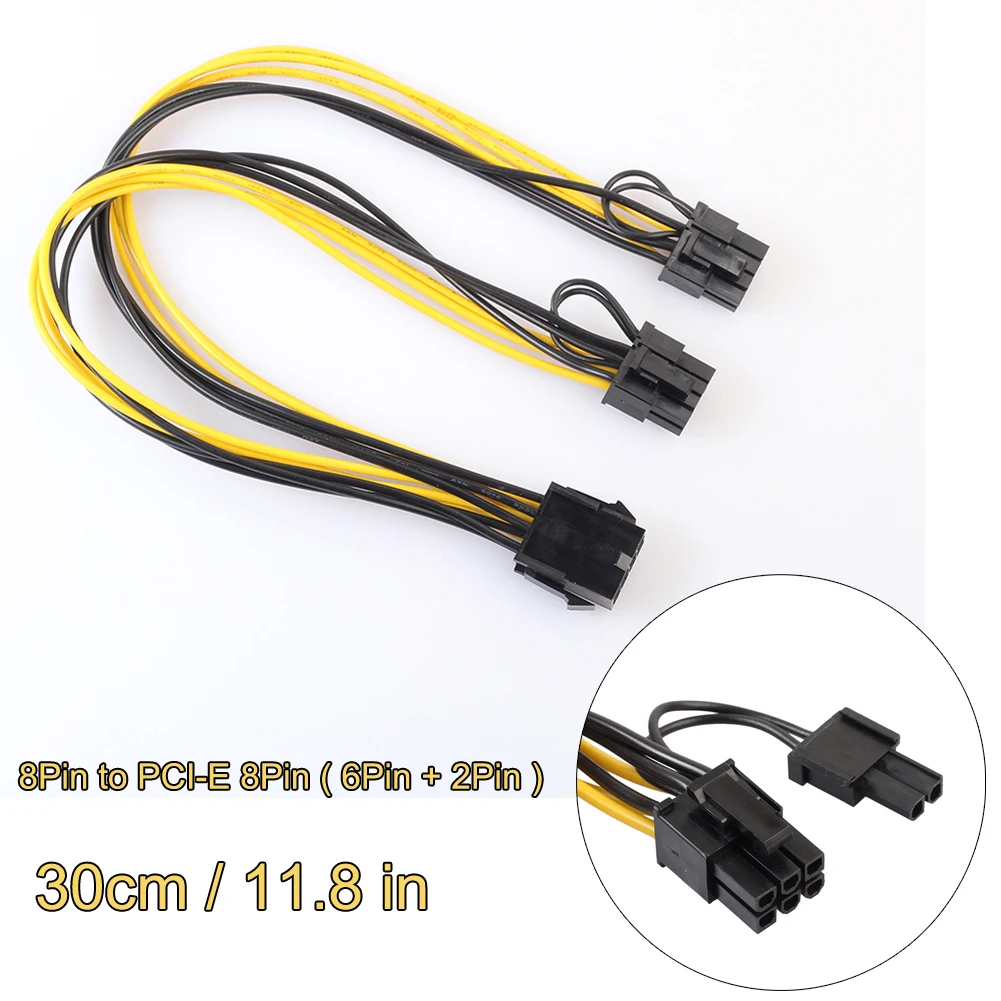 GPU PCI E 8Pin к двойному Express (6Pin + 2Pin) сплиттер кабель питания 30 см разъем для PCIe