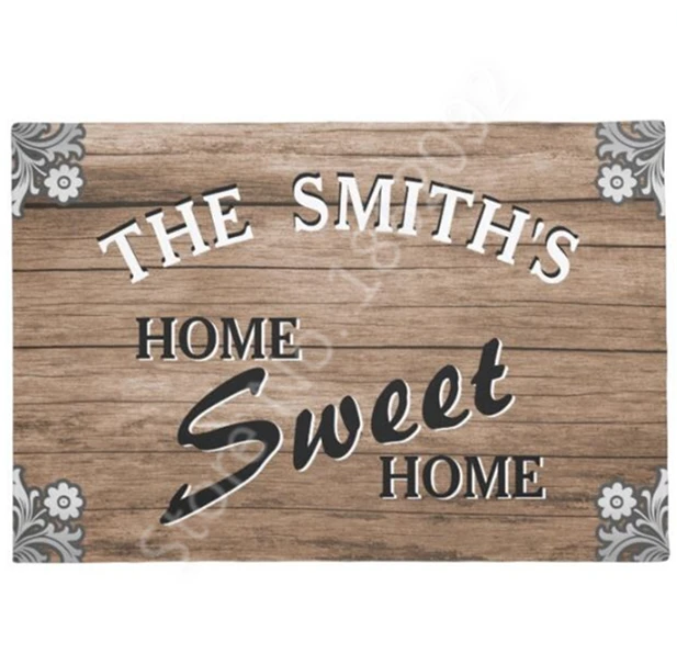 Elegant Vintage Rustic Wood Home Sweet Doormat Modern Classic Custom Family Name Door Mat Personalized Kitchen Rug Carpet | Дом и сад