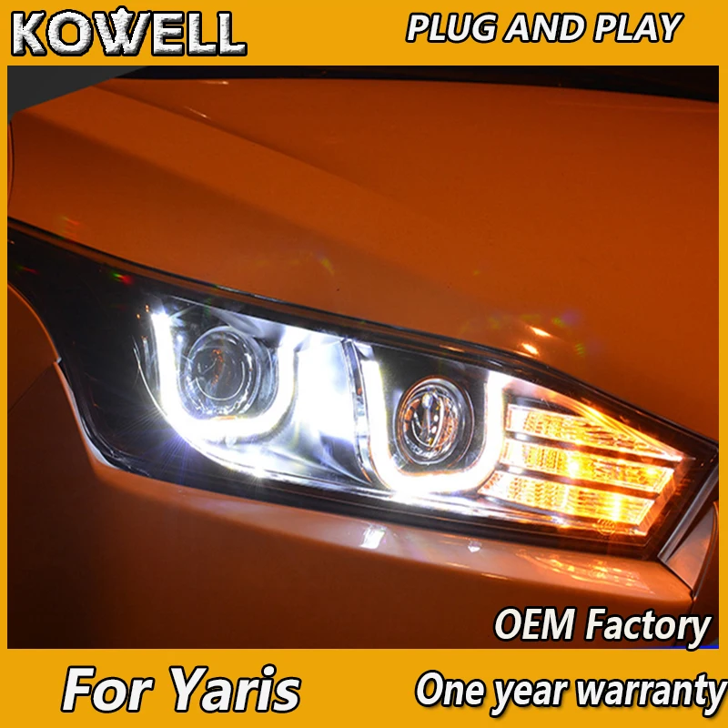 Автомобильные фары KOWELL для Toyota Yaris 2014-2016 светодиодный светодиодные DRL