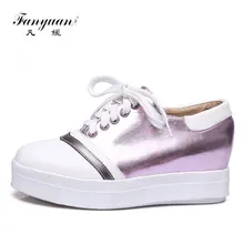 Fanyuan/Женские туфли-лодочки разноцветные Лоферы повышенная платформа, женская обувь, Повседневное; мокасины на платформе со шнуровкой, Туфли без каблуков Туфли-Эспадрильи Для женщин