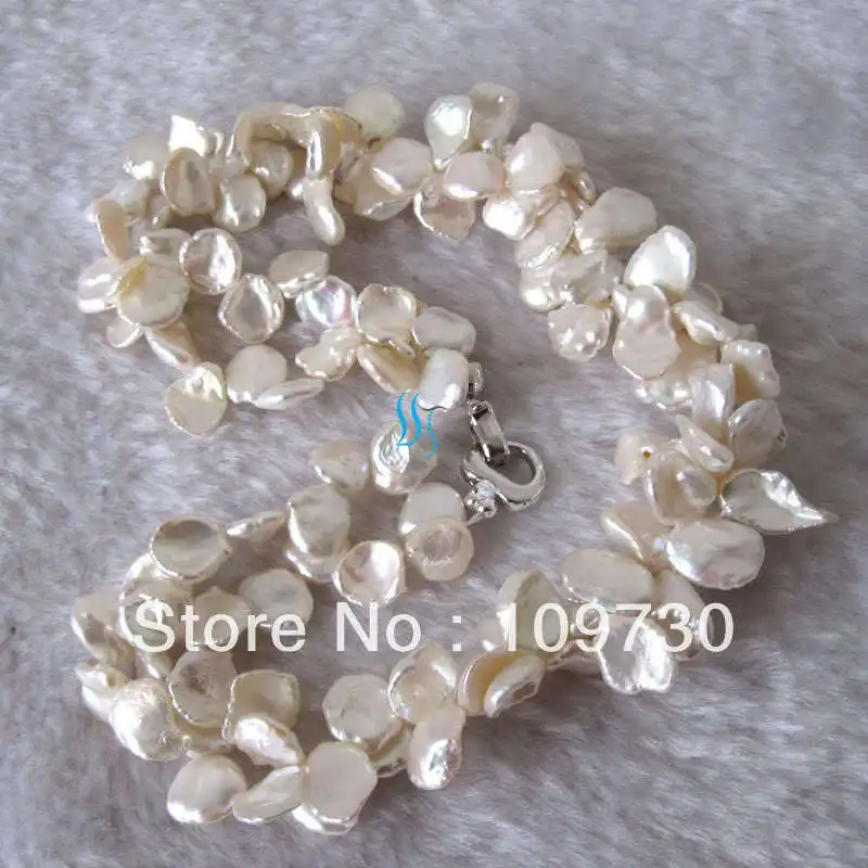 

Jewelry 00510 2Row 9-15mm White Reborn Keshi Pearl Necklace Mother's Day