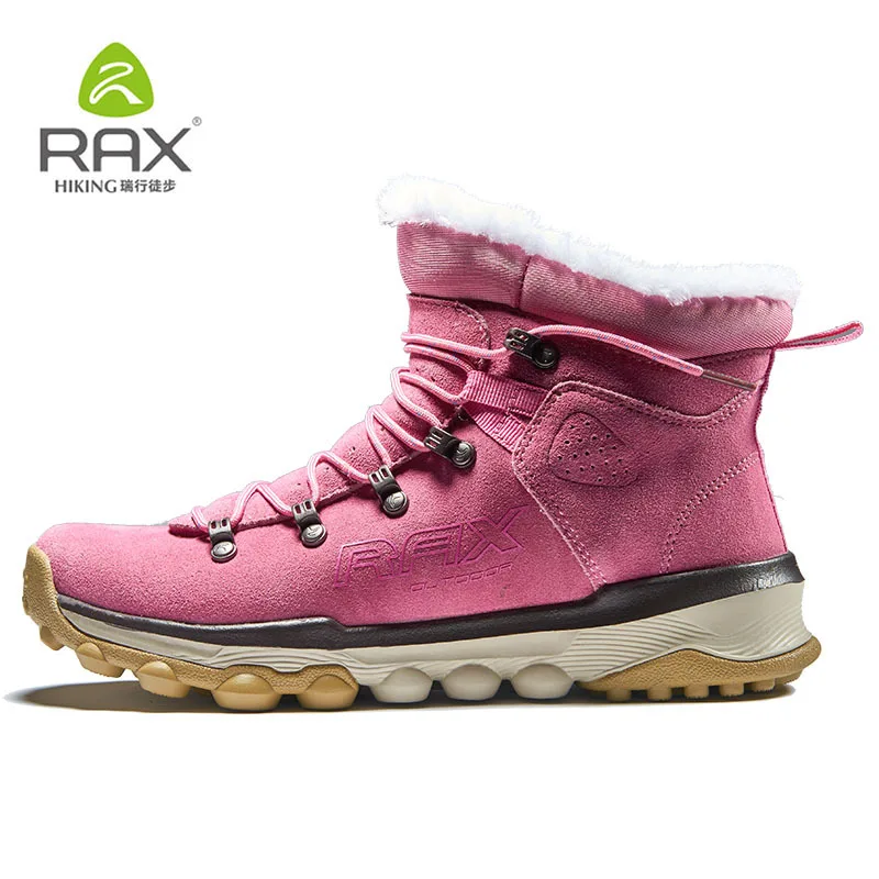 

Rax Women's Waterproof Suede Leather Warm Hiking Shoes with Fur Lined Winter Snow Boots Antiskid Cushioning Outdoor Shoes Women