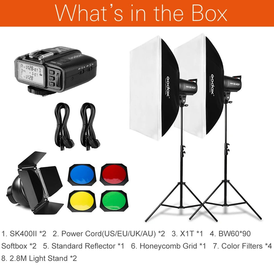 Godox 800W 2x SK400II 300Ws Flash Light Kit with Godox X1 Godox 800W 2x SK400II 300Ws Flash Light Kit with Godox X1