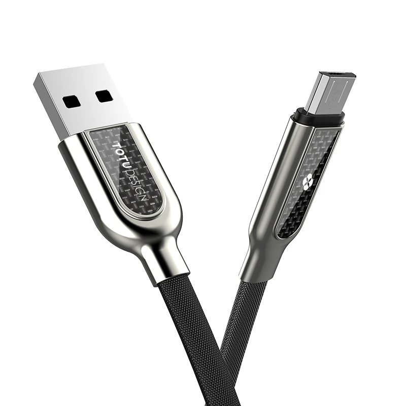 Кабель Micro USB TOTU для быстрой зарядки, Кабель Microusb для samsung Xiaomi Redmi 4 Note 5 Android, провод для мобильного телефона - Цвет: Black