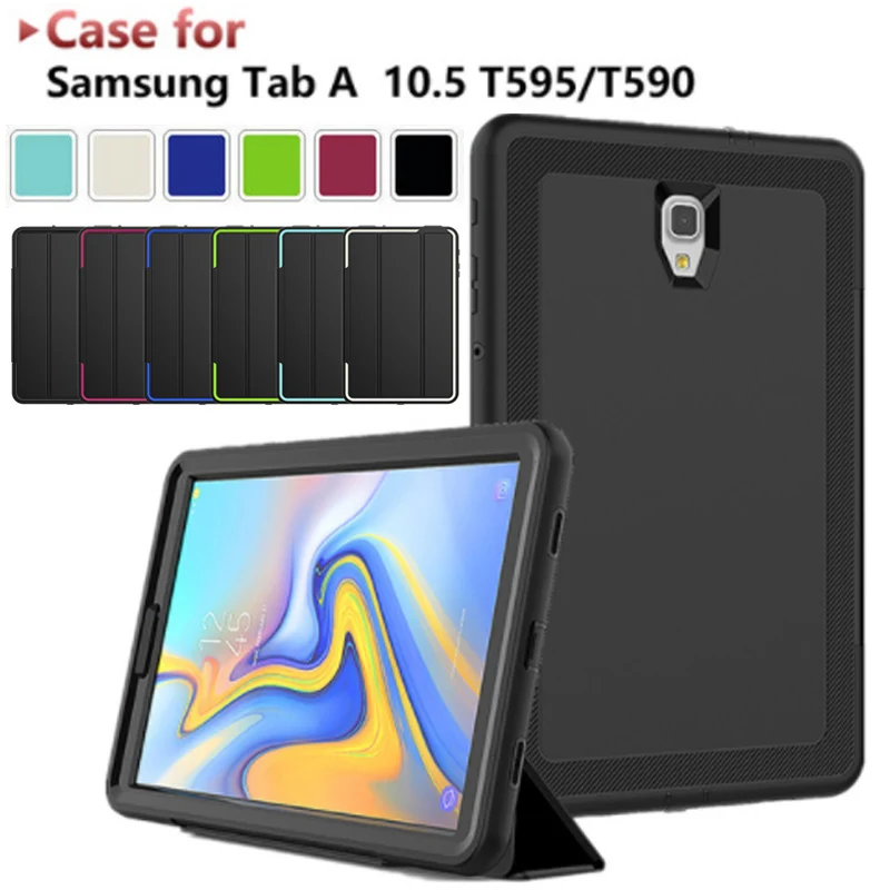 Для Samsung Galaxy Tab A 10 5 &quotSM-T590 SM-T595 3-слойный кожаный Смарт-Чехол ударопрочный