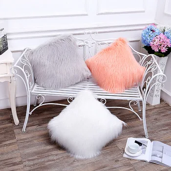 

Double side Faux Fur Decorative Pillows Cushion Solid Sofa Car Bedding Cushions Home Decor Nordic Style Pillows almofada 45cm