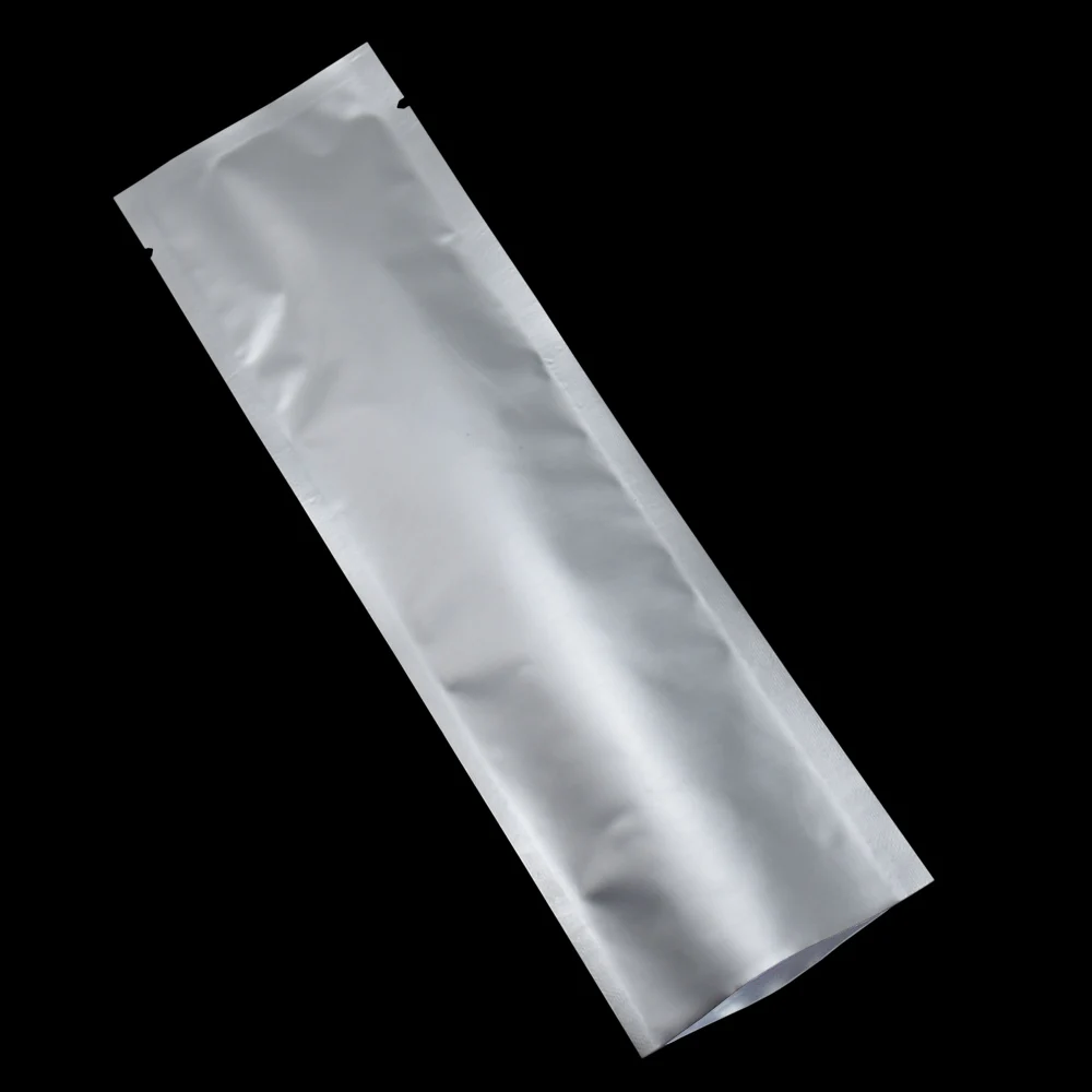 

100pcs 5.5*18cm Long Metallic Package Bags Heat Sealable Open Top Pure Aluminum Foil Bags for Coffee Powder Bean Storage