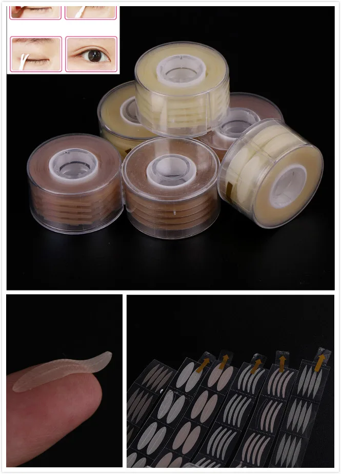 

300 Pair Makeup Clear Beige Stripe Big Eyes Decoration Invisible Strong Adhesive Double Fold Eyelid Sticker Eyes Cosmetic Tool
