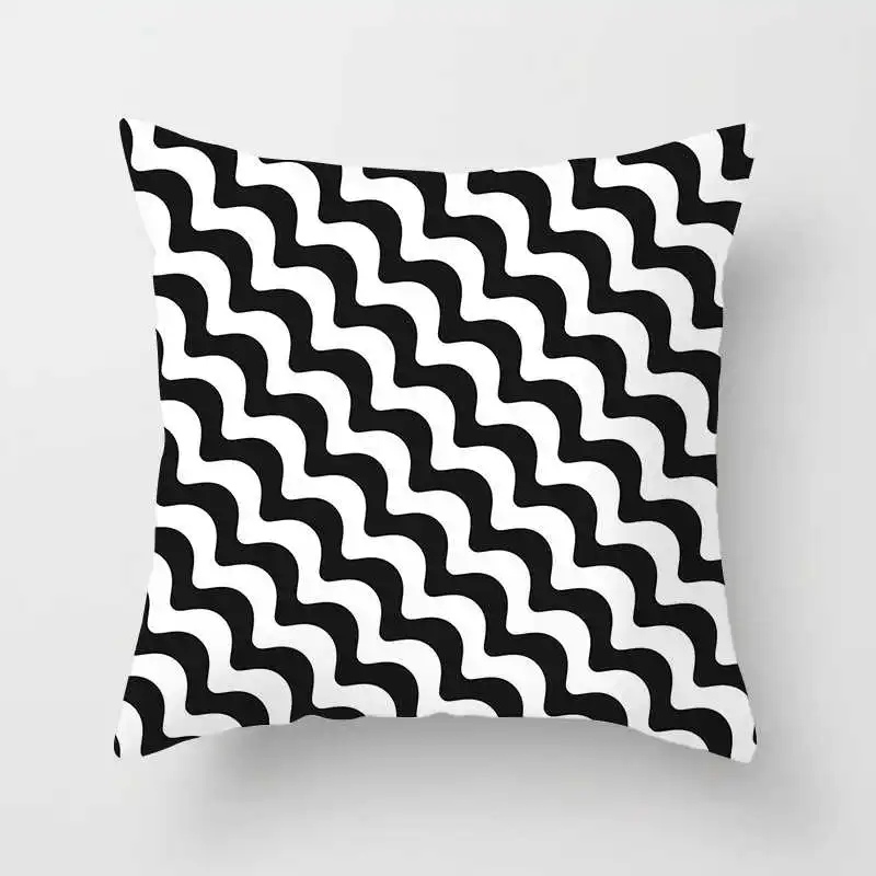 Nordic black and white geometric plaid stripes cushion cover (14)