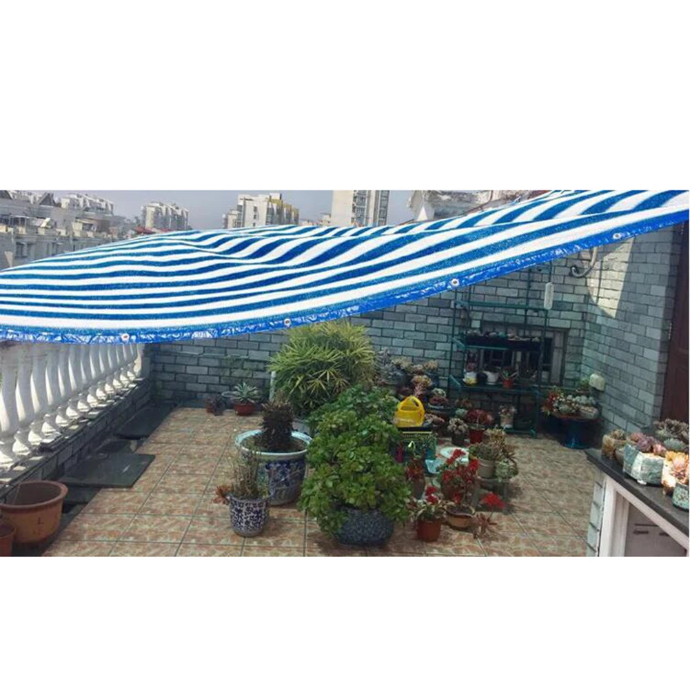 Сине-белые полосы солнцезащитный тент парус нейлоновая сетка для наружной затенения сада во дворе балкона навесы Садовые принадлежности