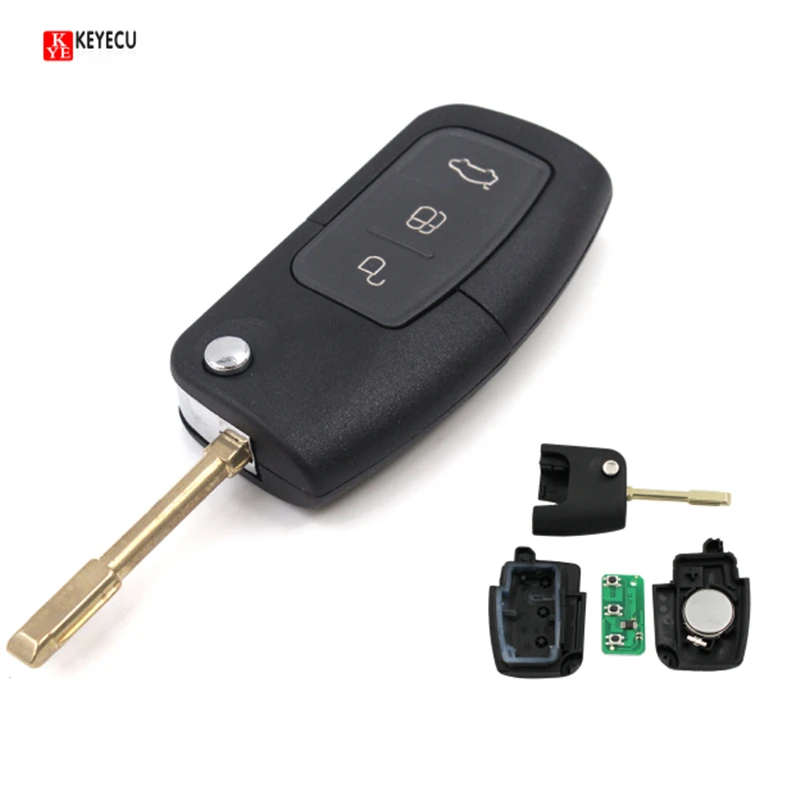 Keyecu дистанционный ключ флип-ключ подходит для Ford Focus 2 Mondeo C S Max Galaxy Fiesta Fob