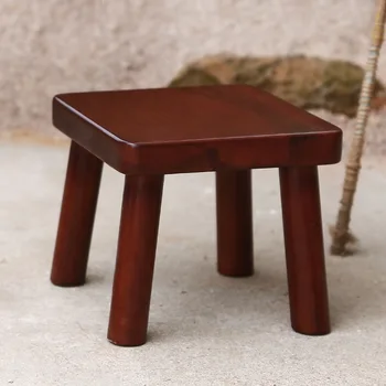 

Red oak small square stool coffee table chair new Chinese style solid wood home shoe bench simple furniture