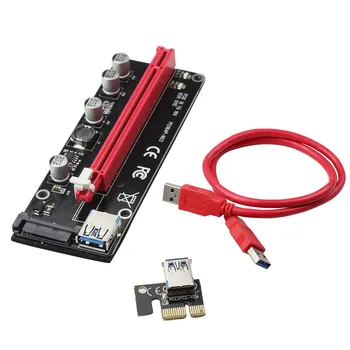 

Newest VER 011C Riser PCI-E PCIe Extender PCI Express Riser Card 1x To 16x SATA 15pin Power Connector 3 LED For BTC Miner Mining