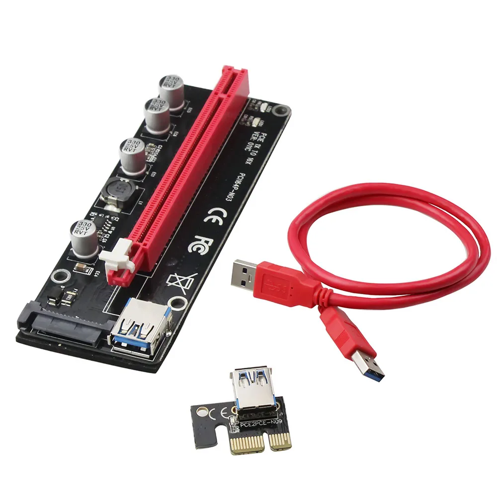 Новейший Райзер VER 011C PCI E PCIe Extender Express карта 1x до 16x SATA 15 контактный разъем питания