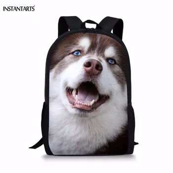 

INSTANTARTS Cute 3D Animal Husky Dog Print Boys Girls Shool Bags Casual Students Lap-top Backpacks Bookbags Children Schoolbags