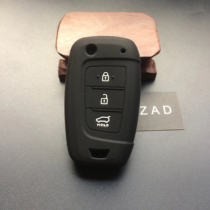 Резиновый чехол ZAD для Hyundai Elantra Solaris 2017 Santa Fe Tucson Verna i35 i40 Genesis F|car key case cover|rubber car