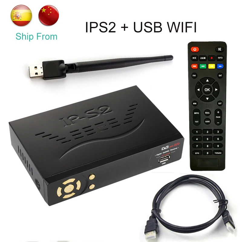 

2pcs ship from ES IPS2 Plus iptv box DVB-S2 1080p satellite Decode MPEG-5+usb wifi satellite Receiver support BISS Key Powervu