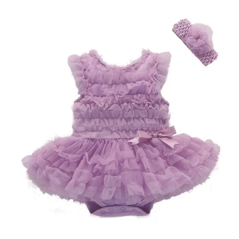 Fancy Baby Girl Dress Little Baby Set Halloween Costume Girls Party Kids Tulle Tutu Ball Gown mini Dress Clothes  with Headband