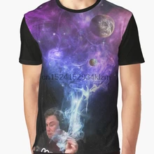 Футболка с принтом по всему миру, Мужская забавная футболка, Elon Musk Smoking the Universe, короткий рукав, круглый вырез, топы, футболка, wo, Мужская футболка