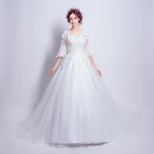 Angel Wedding Dress Marriage Bride Bridal Gown Vestido De Noiva 2017 Boat Neck horn sleeve, big tail 6910