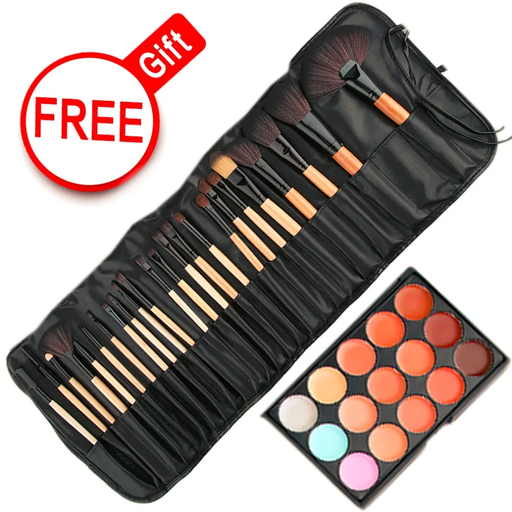 

Professional Makeup Brushes Concealer Fashion 24pcs Makeup Cosmetic Brushes+15Color Concealer Platte+ Sponge Puff Set for Beauty