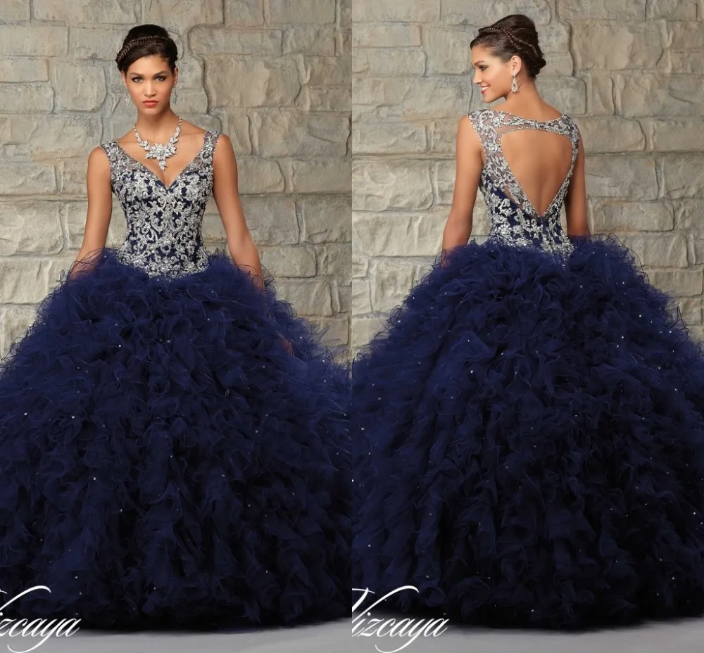 Custom Made 2015 Expensive Quinceanera Dress Ball Gown V Neck