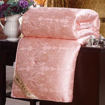 Китайское шелковое одеяло для зимы/лета Твин Королева Король полный размер одеяло/одеяло белый/розовый/бежевый наполнитель