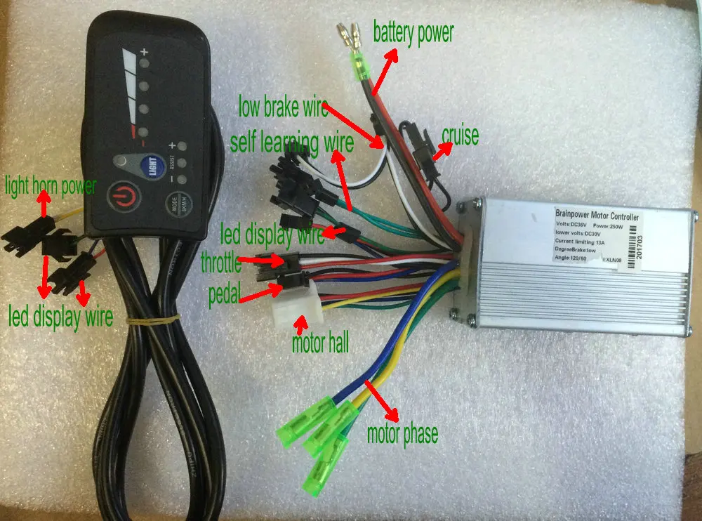 Clearance 24v36v48v250w350w controller&led display control panel with 6KM/H cruise &light control switch button electric bike scooter part 12