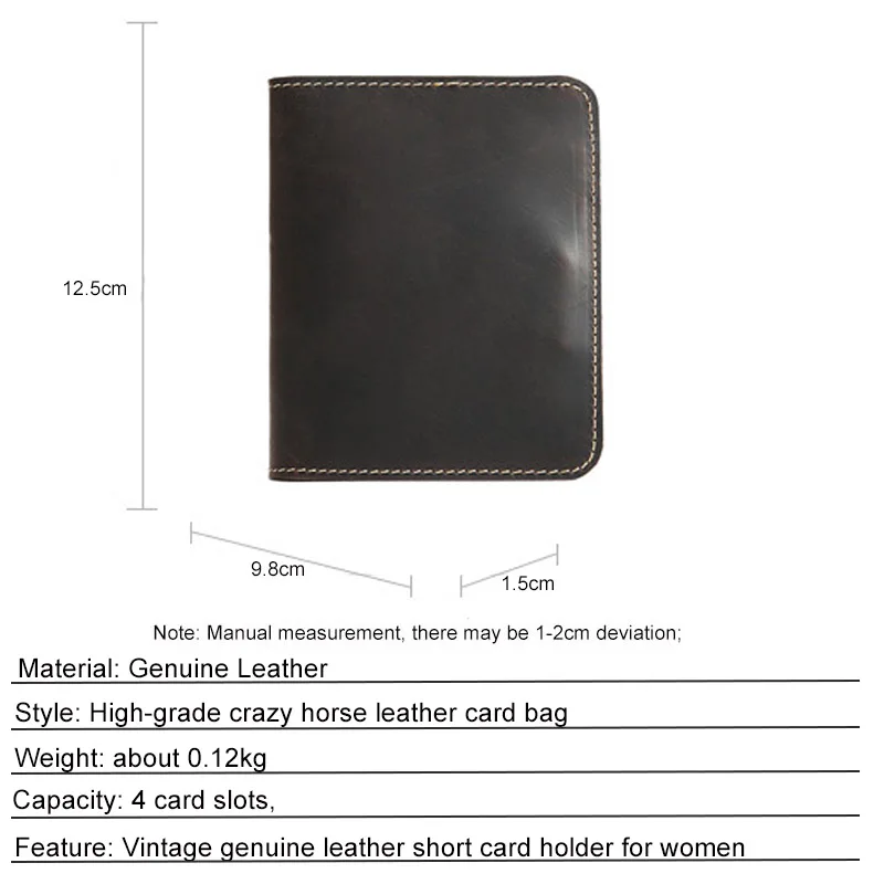 Кожаный держатель для карт Crazy Horse, чехол для кредитных карт из натуральной кожи, кошелек для мужчин, держатель для карт