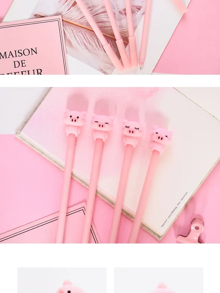 Porco dos Desenhos 40 Pçs e lote Criativo Boneca Animados Silicone Gel Caneta Unisex Assinatura Canetas Roller Pen Presente da Promoção Escola Escritório Prêmio 20 40 pçslote criativo dos desenhos animados porco