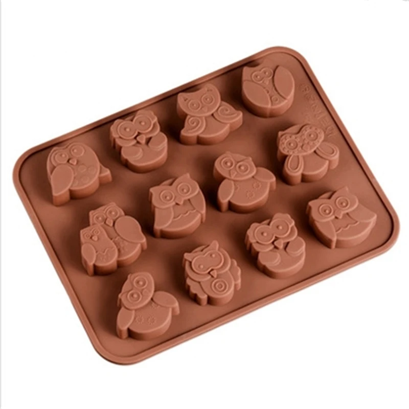 Поставка силиконовой формы 12 мультфильм Сова Форма DIY торт украшенный шоколадной формы милые животные ручной работы инструмент для выпечки бренд QY60