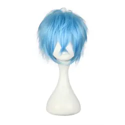 Mcoser 30 см короткие прямые синтетические светло-голубой мужской Косплэй парик 100% Высокая Температура Волокно волос wig-339c
